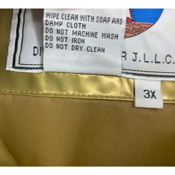 Vtg Atlantic Beach Plus Sz 3X Gold Metallic Vinyl Shiny PVC Raincoat Zip Lined - Picture 3 of 10